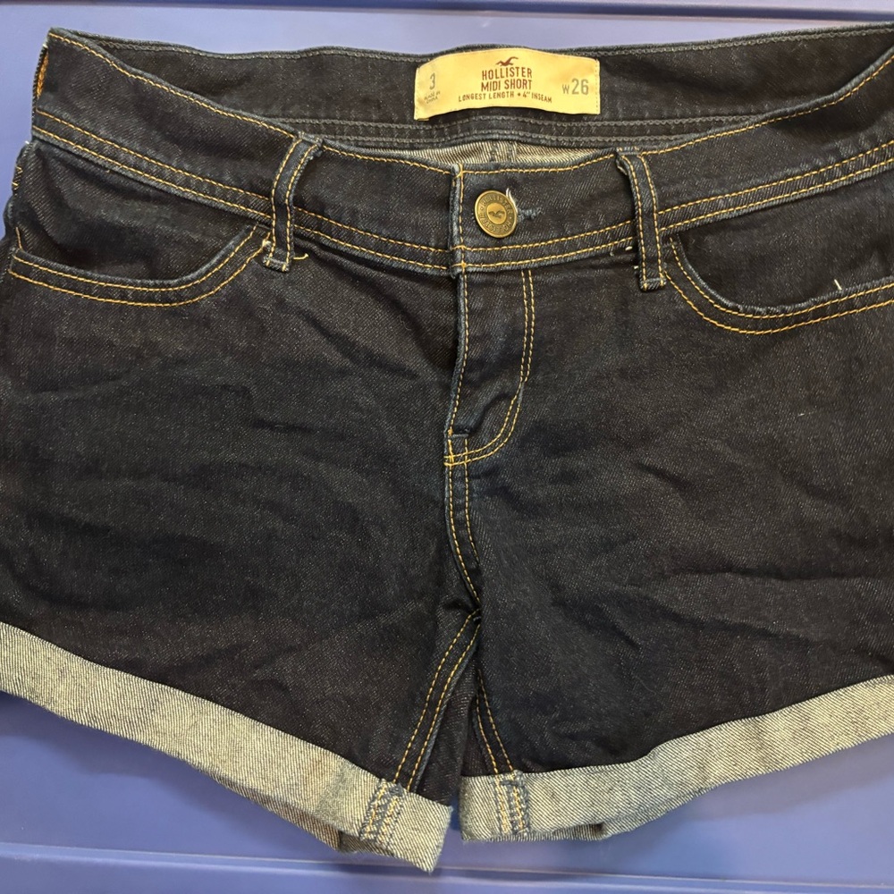 Hollister Women's Dark Blue Jean‎ Shorts